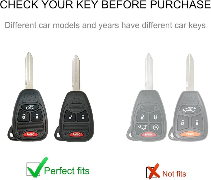 CACARLIKE for Jeep Key Fob Cover with Jeep Keychain, Car Key Fob Case Compatible with Dodge Ram 1500 2500 3500 Wrangler/Patriot/Compass Chrysler Smart Key Protector - Image 2